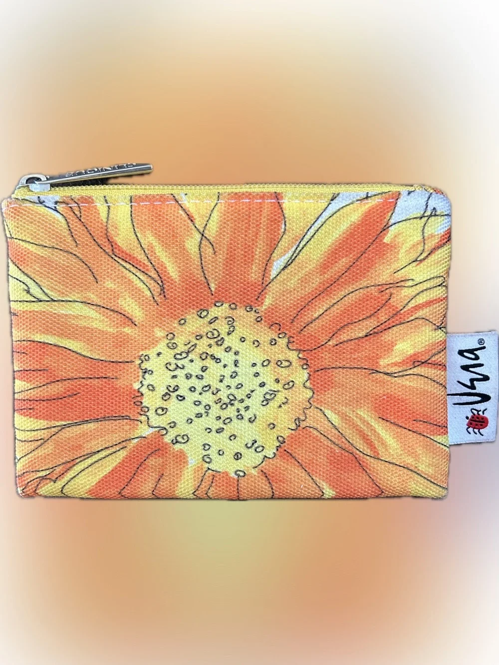 Clinique Orange and Yellow Sunflower Women’s Zip Pouch